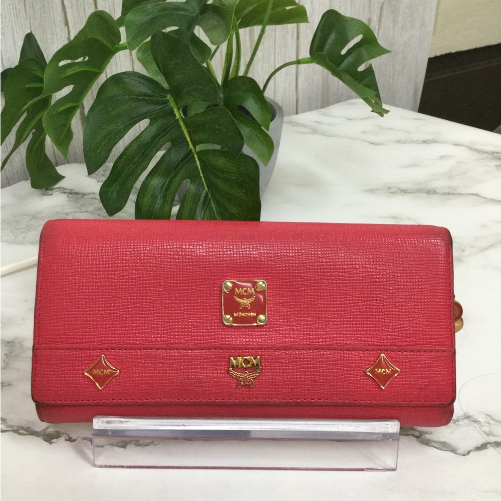 MCM Red Leather Continental Wallet